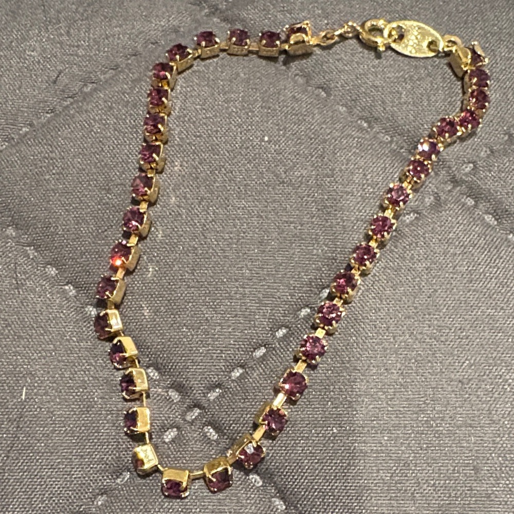 Vintage-style Avon 14K Gold Plated and Pink Tourmaline Stones Tennis Bracelet